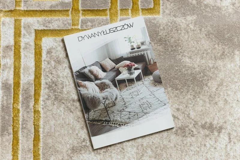 Dywan BLISS Z203AZ137 krem / złoty - Ramka, grecki, nowoczesny, strukturalny 
