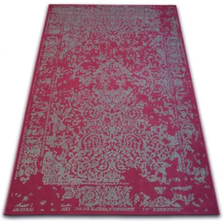 Alfombra clásica burdeos y gris con diseño de roseta, perfecta para interiores elegantes