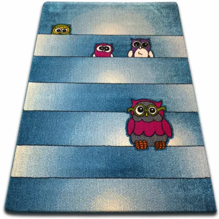 Alfombra infantil con búhos azules, ideal para la habitación de los niños
