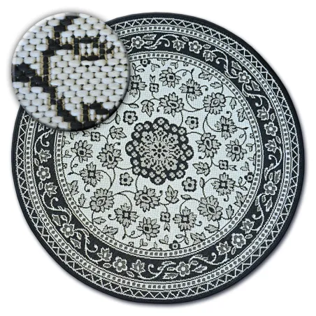 Alfombra redonda de sisal con diseño de vidriera, ideal para la sala de estar
