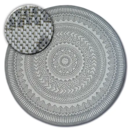 Alfombra redonda de sisal gris, perfecta para decoración moderna