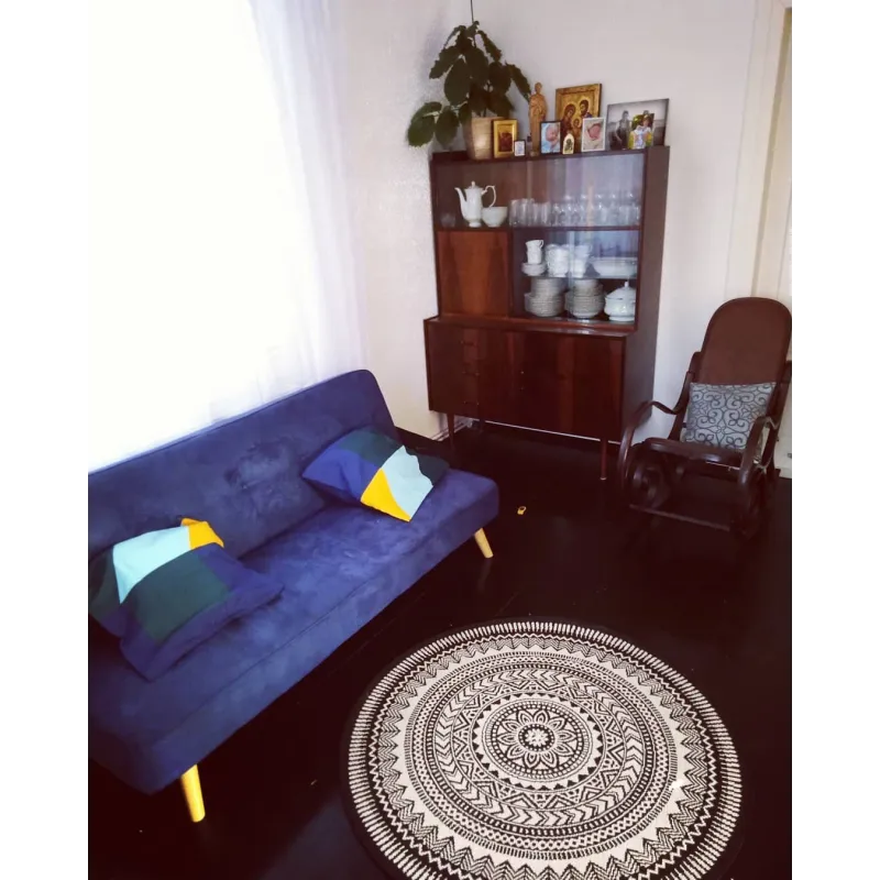 Alfombra redonda de fibras naturales, suave al tacto