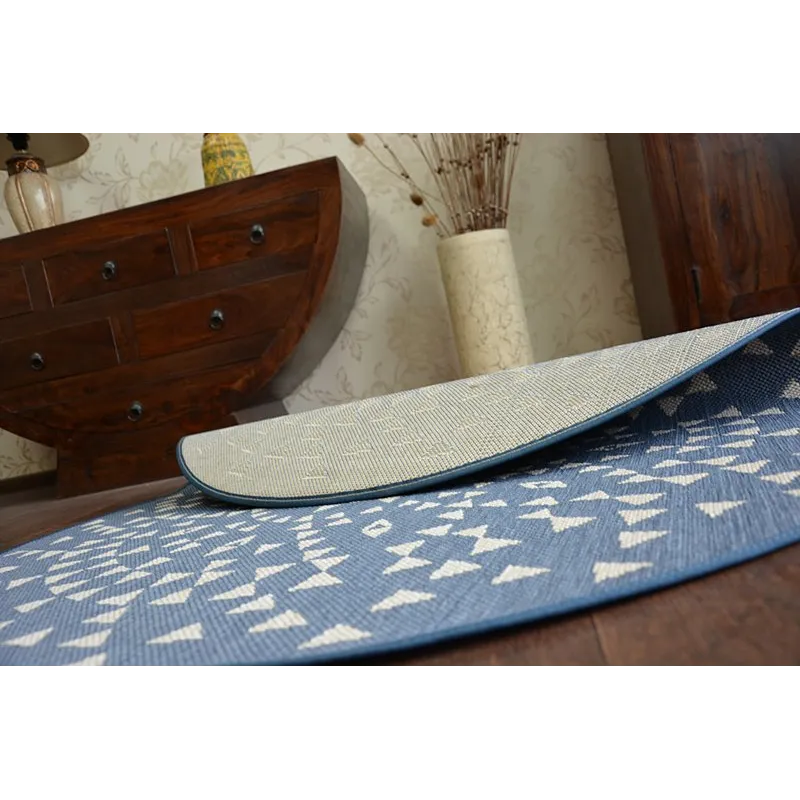Alfombra redonda gris y azul, un toque moderno para cualquier habitación