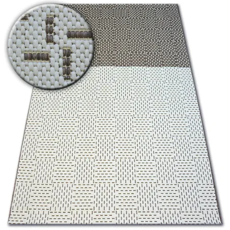 Alfombra bicolor de sisal crema y marrón, material ecológico y duradero