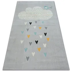 Alfombra PASTEL 18409/652 - Nube Corazones Pajarito gris/crema/turquesa