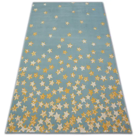 Alfombra moderna con estrellas turquesa, dorado y crema