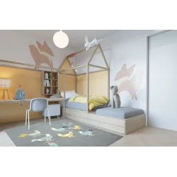 Alfombra moderna en colores pastel, perfecta para la sala de estar o la habitación infantil