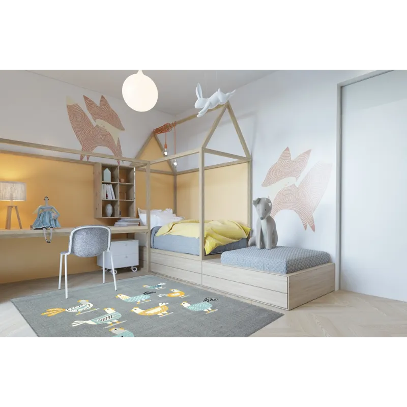 Alfombra moderna en colores pastel, perfecta para la sala de estar o la habitación infantil