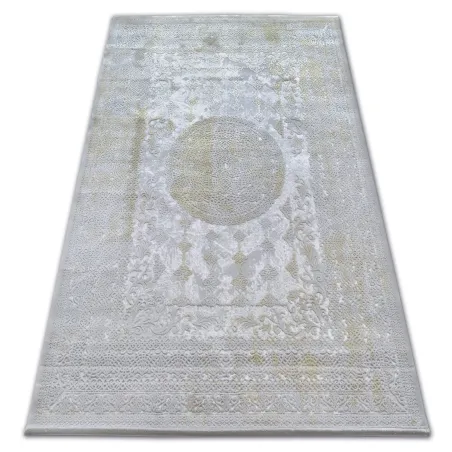 Alfombra acrílica VALENCIA 2328 ORNAMENT gris claro y color mostaza, diseño moderno