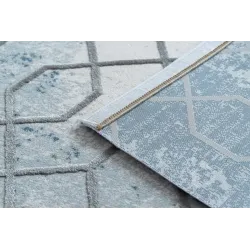 Alfombra ideal para el dormitorio, acrílica azul y gris