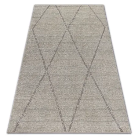 Alfombra étnica de rombos crema y marrón, alfombra moderna para salón