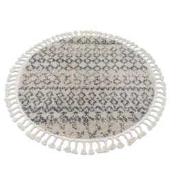 Alfombra BERBER AGADIR G0522 círculo crema/gris Franjas Bereber Marroquí Shaggy