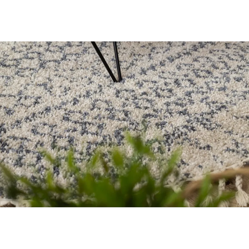 Alfombra circular crema y gris, perfecta para la sala de estar