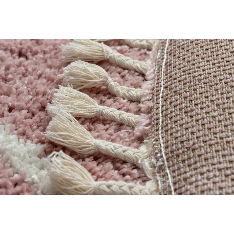 Alfombra redonda con flecos, ideal para interiores elegantes en casa