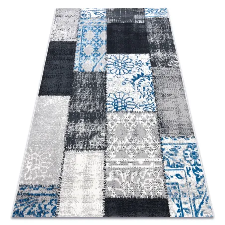 Alfombra vintage gris y azul, alfombra clásica para el salón