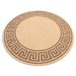 Alfombra de cuerda sisal FLOORLUX círculo 20014 Griego color maíz/color café