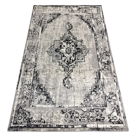Alfombra vintage con rosetón, gris y negro, 120x170cm, alfombra clásica