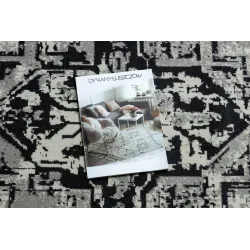 Alfombra elegante vintage gris y negro, ideal para la sala de estar