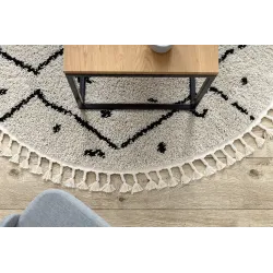 Alfombra beige con zigzag, accesorio decorativo elegante, shaggy