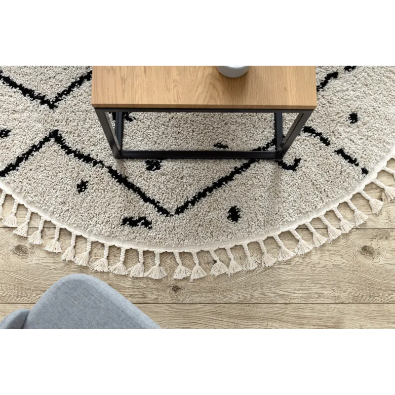 Alfombra beige con zigzag, accesorio decorativo elegante, shaggy