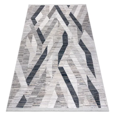 Alfombra moderna REBEC azul marino con franjas, diseño geométrico de dos niveles