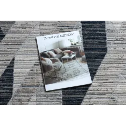 Alfombra moderna REBEC azul y crema, diseño elegante, ideal para salas de estar