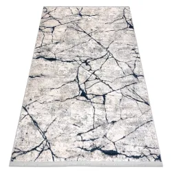 Alfombra moderna REBEC franjas 51184A Mármol - dos niveles de vellón crema / azul oscuro