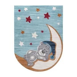 Alfombra infantil TOYS 75322 Oso para niños - moderna, forma irregular azul marino - turquesa / crema