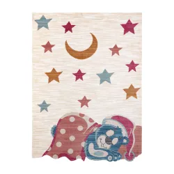 Alfombra infantil TOYS 75323 Oso para niños - moderna, forma irregular crema / rojo fucsia