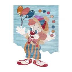 Alfombra infantil TOYS 75328 Payaso para niños - moderna, forma irregular azul marino - turquesa / rojo fucsia
