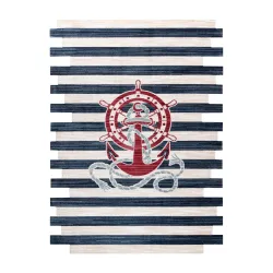 Alfombra infantil TOYS 75324 Ancla para niños - moderna, forma irregular crema / azul oscuro turquesa