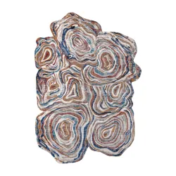 Alfombra TINE 75312A Tronco de árbol, madera - moderno, forma irregular terracota / azul