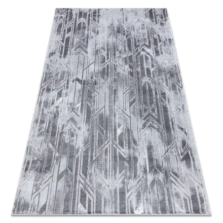 Alfombra MEFE moderna B402 en gris oscuro, con diseño estructural de dos niveles
