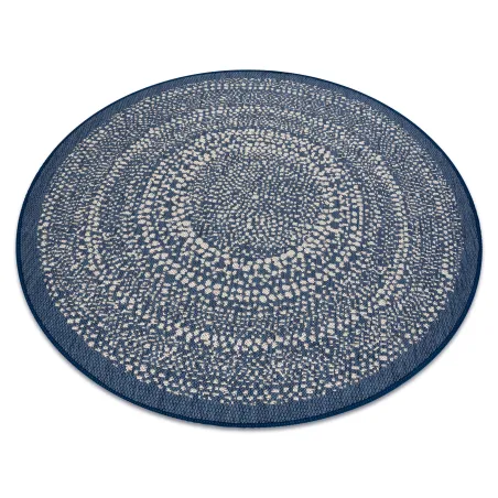 Alfombra azul de sisal con puntos, ideal para decoración moderna
