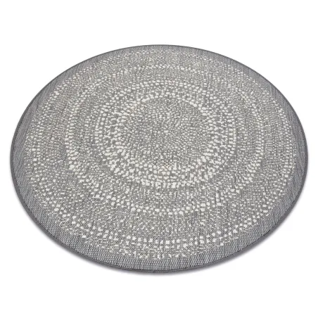 Alfombra redonda de sisal gris, perfecta para espacios modernos