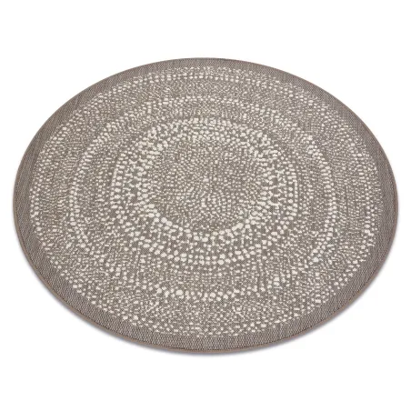 Alfombra redonda de sisal beige, ideal para espacios contemporáneos