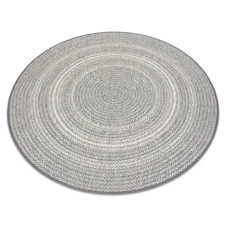 Alfombra redonda gris de sisal, estilo boho, trenzada, para el salón