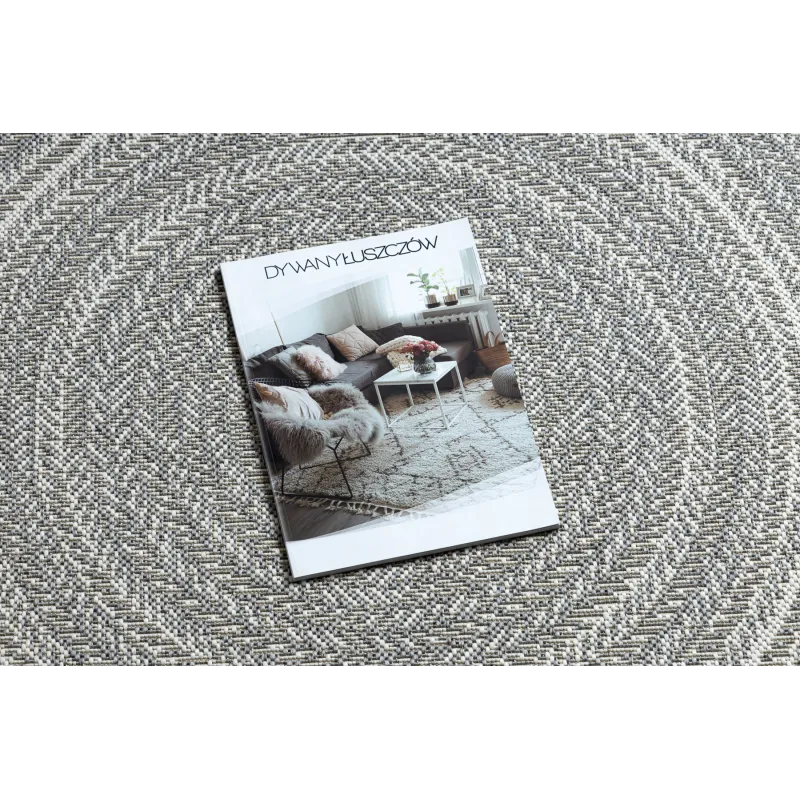Alfombra redonda de sisal gris, estilo boho, perfecta para interiores modernos