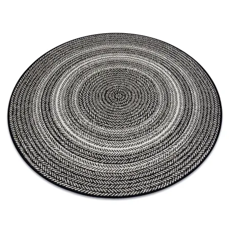 Alfombra redonda de sisal negro, estilo boho, tejido natural