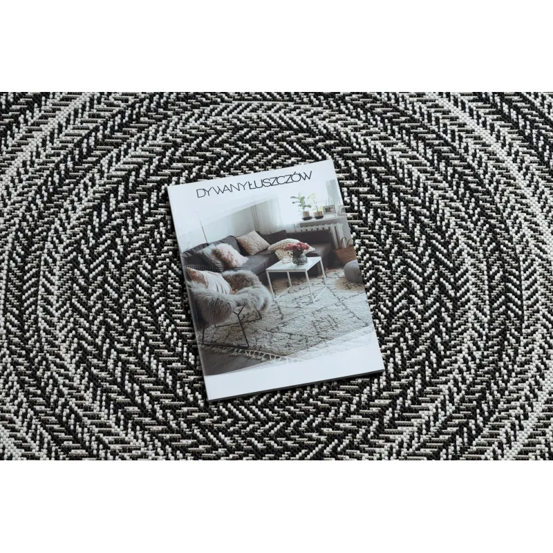 Alfombra redonda negra de estilo boho, ideal para la sala de estar
