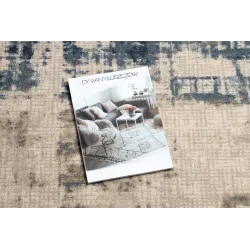 Alfombra NAIN elegante en beige y azul oscuro, diseño vintage, ideal para dormitorio o sala