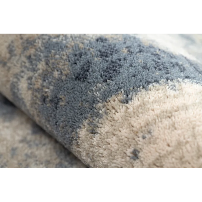 Alfombra NAIN duradera en beige y azul oscuro, diseño vintage, ideal para interiores elegantes