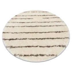 Alfombra FLUFFY 2371 circulo shaggy rayas - crema / beige