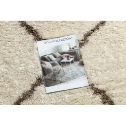 Alfombra FLUFFY 2373 con diseño a cuadros, circular, ideal para interiores modernos