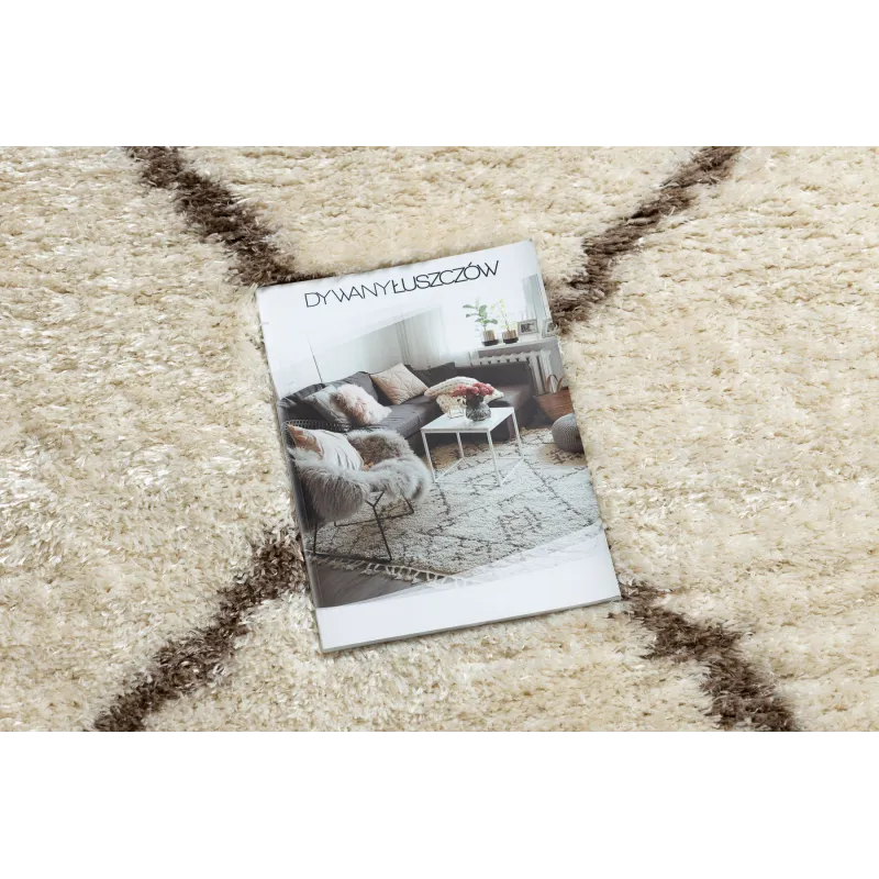 Alfombra FLUFFY 2373 con diseño a cuadros, circular, ideal para interiores modernos