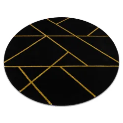 Alfombra EMERALD exclusivo 1012 circulo - glamour, elegante mármol, geométrico negro / oro
