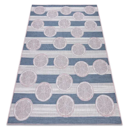 Alfombra de sisal SION en ecru, rosado y azul, tejido plano