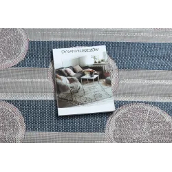 Alfombra elegante en ecru, rosado y azul, perfecta para la sala de estar