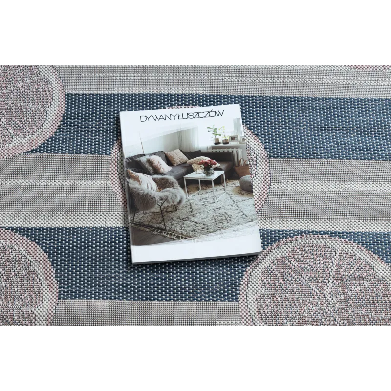 Alfombra elegante en ecru, rosado y azul, perfecta para la sala de estar