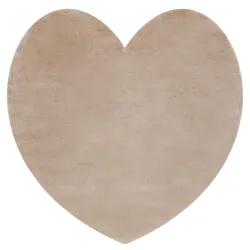 Alfombra de lavado moderna SHAPE 3105 Corazón shaggy - beige felpa, gruesa antideslizante